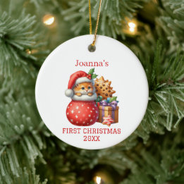 Ornamento De Cerâmica Gatinho Bonito Primeiro Natal