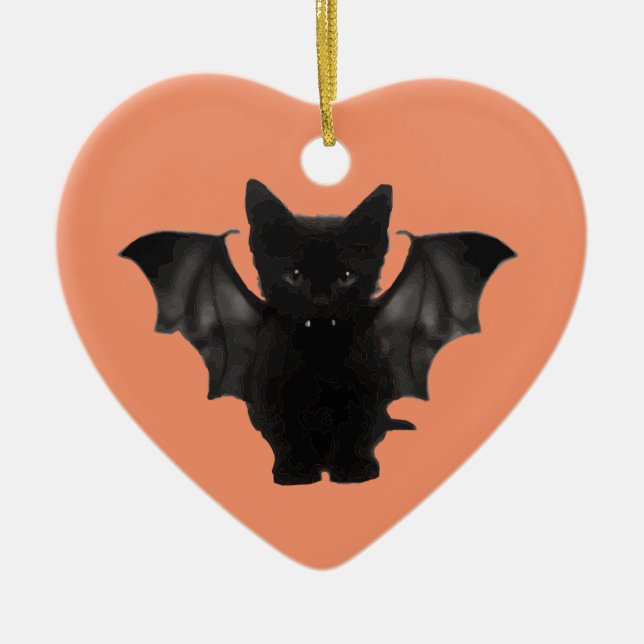 Ornamento De Cerâmica Gatinho de Batcat (Frente)