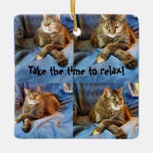 ORNAMENTO DE CERÂMICA GATINHO DE PENSAMENTO PROFUNDO