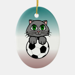 Ornamento De Cerâmica Gatinho do futebol