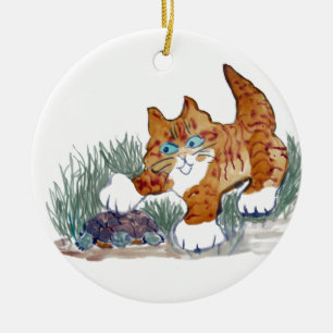Ornamento De Cerâmica Gatinho e tartaruga do tigre de Brown