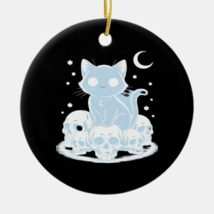 Ornamento De Cerâmica Gatinho Fofo de Halloween Estética Gótica Essencia