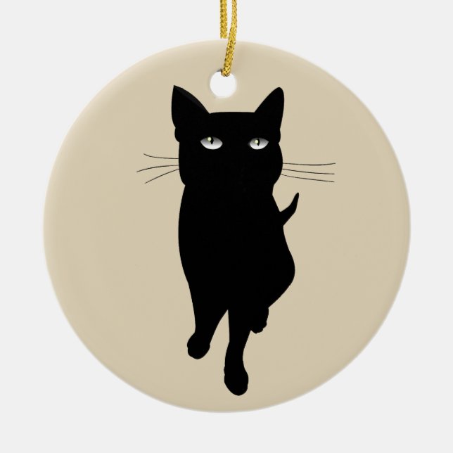 Ornamento De Cerâmica Gatinho gótico de gato preto (Frente)
