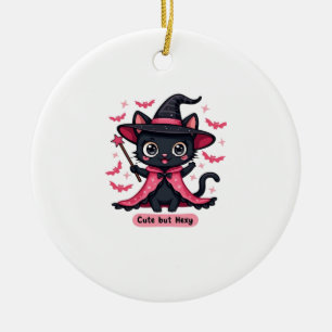 Ornamento De Cerâmica Gatinho gótico em rosa doce, mas enfeitiçado Overs