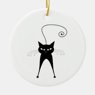 Ornamento De Cerâmica Gatinho irrisório preto 6