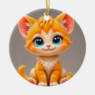 Ornamento De Cerâmica Gatinho Laranja Desenho Animado Fofo