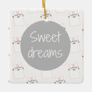 Ornamento De Cerâmica Gatinho Marshmallow Fluffy a rosa   Sonhos Doce