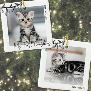 Ornamento De Cerâmica Gatinho Minha Primeira Foto de Natal de Pet