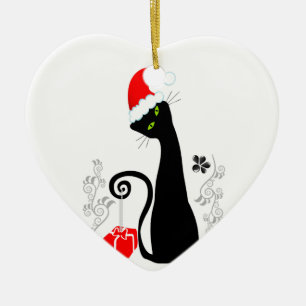 Ornamento De Cerâmica Gatinho moderno do Natal