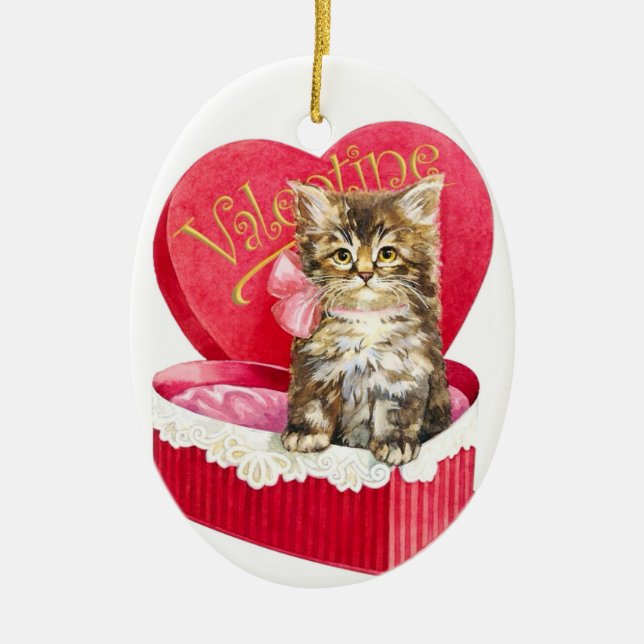 Ornamento De Cerâmica Gatinho na caixa de doces (Frente)