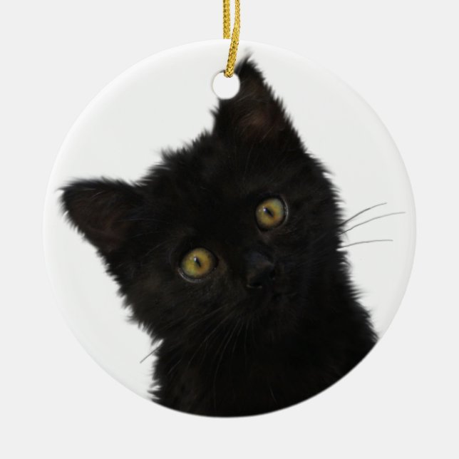 Ornamento De Cerâmica Gatinho preto de Luna Bella (Frente)