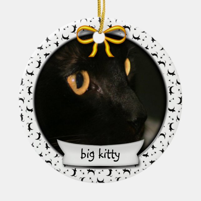 Ornamento De Cerâmica Gatinho Primeiro Chanucá ou Primeiro Natal (Frente)