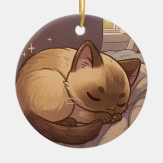 Ornamento De Cerâmica Gatinho Siamesa Pacífico 