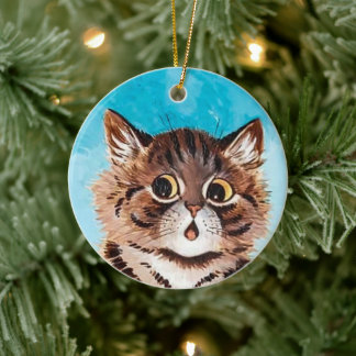 Ornamento De Cerâmica Gatinho surpreendido ・ Arte de Louis Wain ・ Orname
