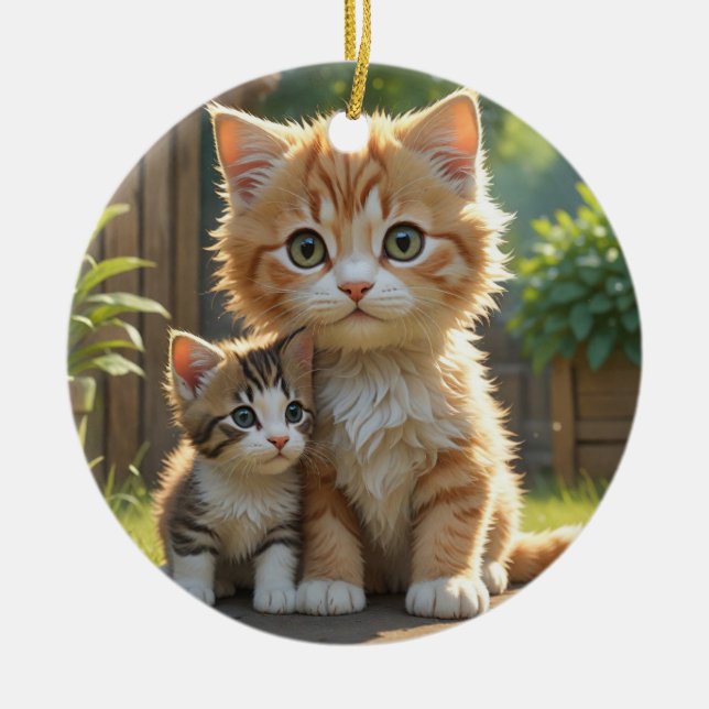 Ornamento De Cerâmica Gatinhos Cujos (Frente)