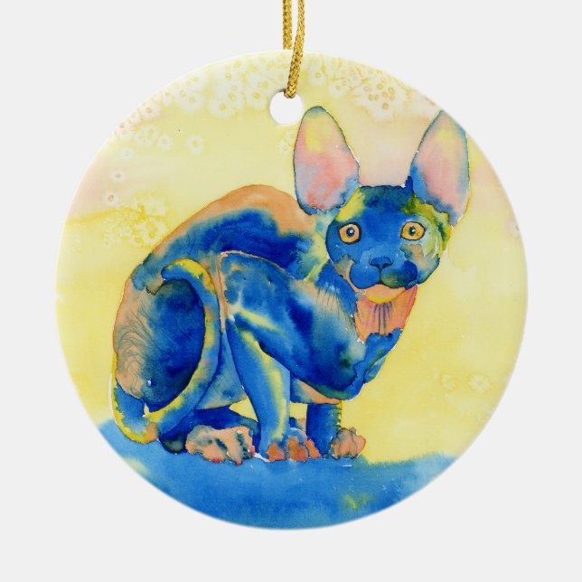 Ornamento De Cerâmica Gato #1 de Sphynx (Frente)