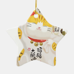 Ornamento De Cerâmica Gato afortunado japonês