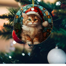 Gato bonito com Boné de Papai noel Natal