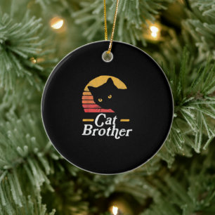 Ornamento De Cerâmica Gato Brother Vintage Style Retro Gift Para Gato De