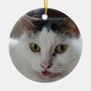 Ornamento De Cerâmica Gato com a língua para fora