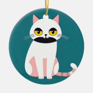 Ornamento De Cerâmica Gato Com Cores Intensas e uma Expressão Alegre