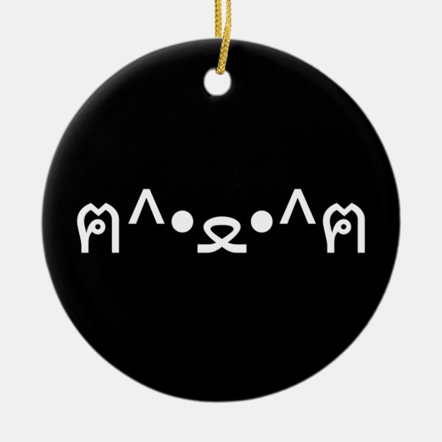 Ornamento De Cerâmica Gato Com Peças Emoticon ฅ^ ・ ・^ฅ Japonês Kaomoji (Frente)