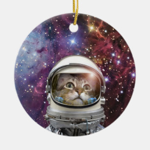Ornamento De Cerâmica Gato cosmonauta