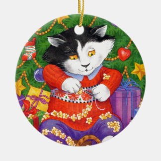 Ornamento De Cerâmica Gato da árvore de Natal