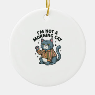 Ornamento De Cerâmica Gato da Manhã Gravura Vintage Camiseta de Gato Eng