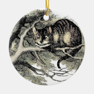 Ornamento De Cerâmica Gato de Cheshire Alice no País das Maravilhas Clás