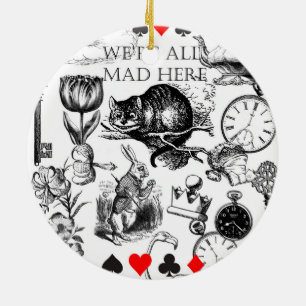 Ornamento De Cerâmica Gato de Cheshire clássico alice no país das maravi