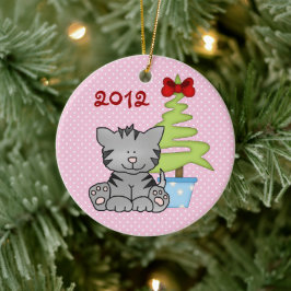 Ornamento De Cerâmica Gato de Cinza Personalizado no Natal de 1rua de Be