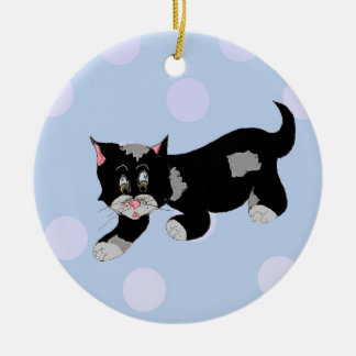 Ornamento De Cerâmica Gato de Desenho Animado Furtivo