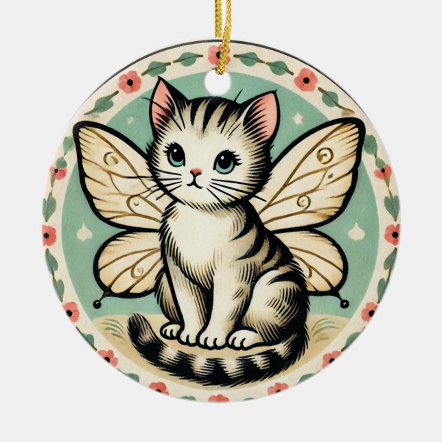 Ornamento De Cerâmica Gato de fada (Frente)