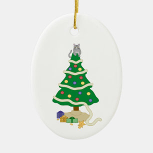 Ornamento De Cerâmica Gato de Gatinho de Árvore de Natal travesso