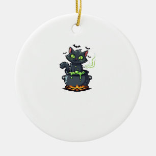 Ornamento De Cerâmica Gato de Halloween Gato Espantoso e Elegante Inspir