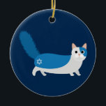 Ornamento De Cerâmica Gato de Hanukkah<br><div class="desc">Um grande presente para amantes do gato em Chanukah!</div>