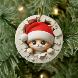 Ornamento De Cerâmica Gato de Natal Efeito 3D NÃO 3D Real