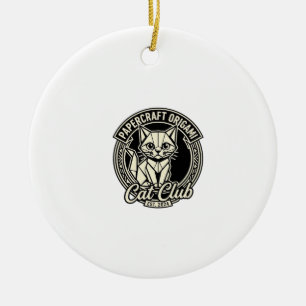 Ornamento De Cerâmica Gato de origami de papelaria engraçado Gráfico - P
