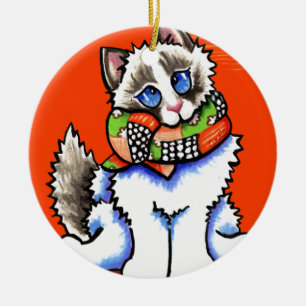 Ornamento De Cerâmica Gato de Ragdoll todo o Dolled acima