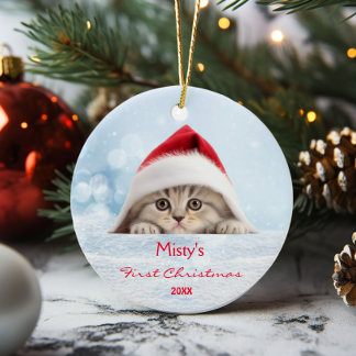 Ornamento De Cerâmica Gato de Santa Hat, Gato Escocês, Gato e Gato, Pers