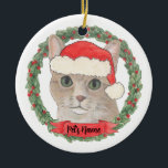 Ornamento De Cerâmica Gato de Tabby Laranja Personalizado<br><div class="desc">Faça a lista legal este ano com um ornamento personalizado do seu gato de mesa de laranja favorito! Para os presentes mais doces,  emparelhe-o com um impressão de arte correspondente ou outro item da minha coleção!</div>