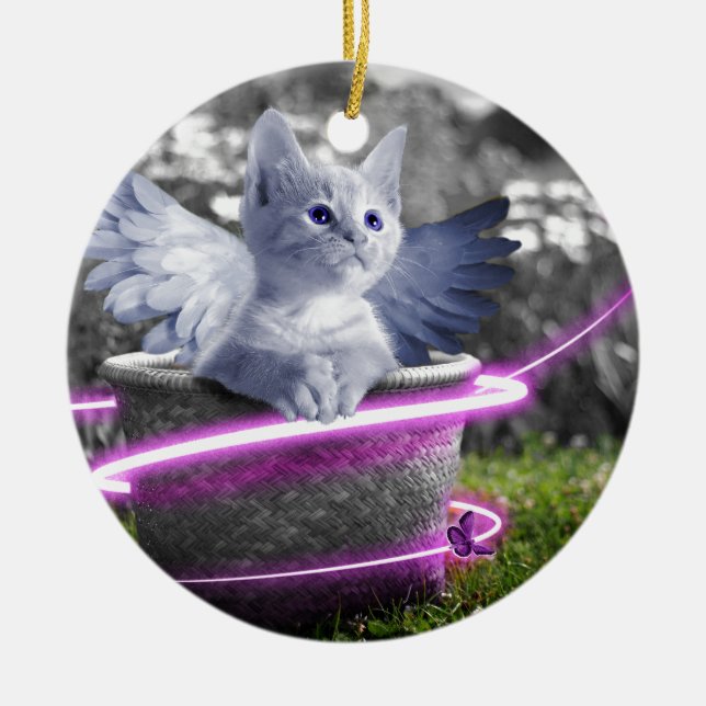 Ornamento De Cerâmica gato-do-anjo (Frente)