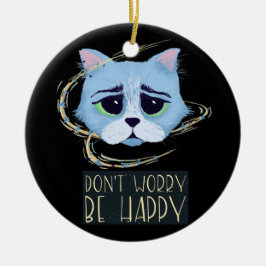 Ornamento De Cerâmica Gato do Espaço | Não se preocupe seja feliz Natal 