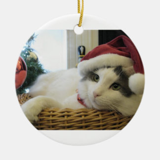 Ornamento De Cerâmica gato do Natal