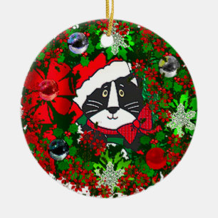 Ornamento De Cerâmica Gato do Natal