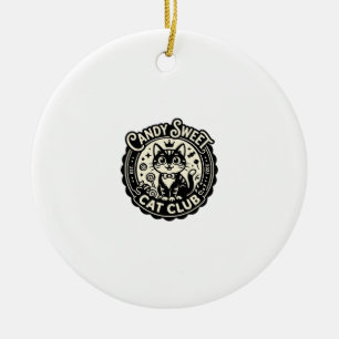 Ornamento De Cerâmica Gato Doce Doce Gato Engraçado Gráfico - Gato Doce