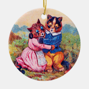 Ornamento De Cerâmica Gato dos Amantes (Emoção Forte), Louis Wain