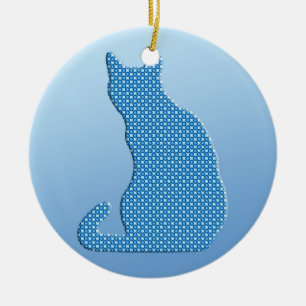 Ornamento De Cerâmica Gato Dotty - tons de azul