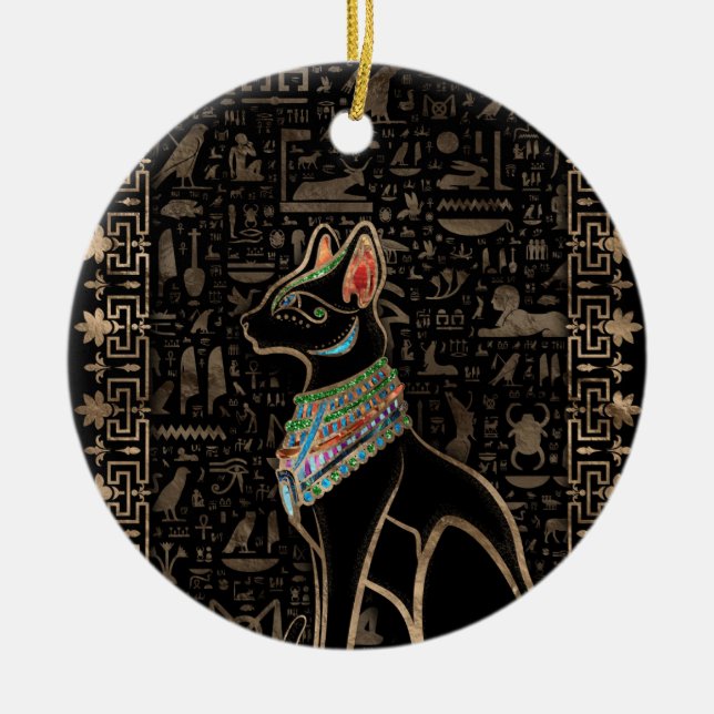 Ornamento De Cerâmica Gato Egípcio - Bastet (Frente)